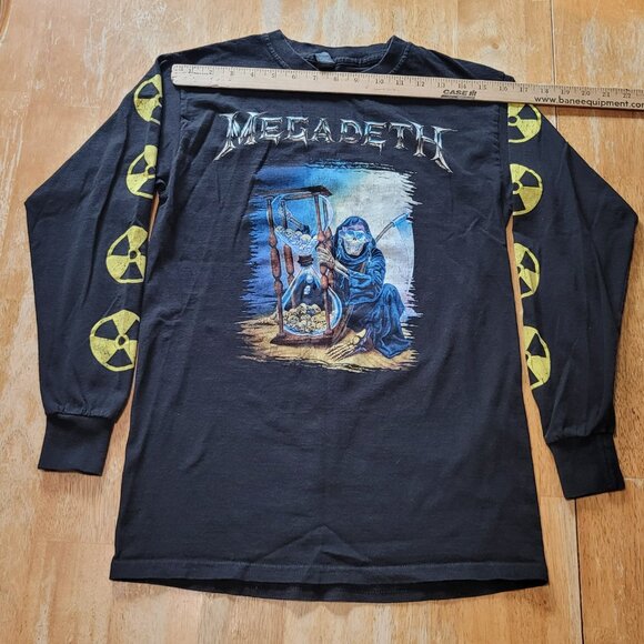 Small Vintage Megadeath M&O Gold Long Sleeve Countdown to Extinction T Shirt - Picture 7 of 12